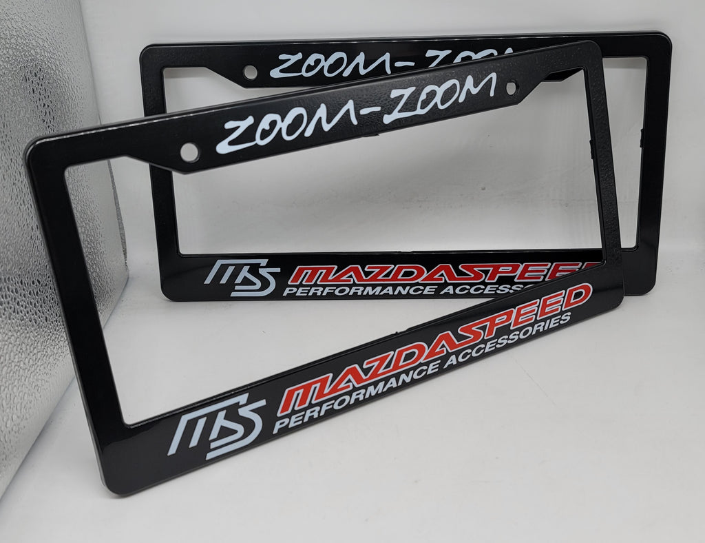 Brand New Universal 2PCS MAZDASPEED ABS Plastic Black License Plate Frame Cover