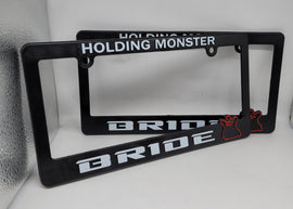 Brand New Universal 2PCS BRIDE ABS Plastic Black License Plate Frame Cover