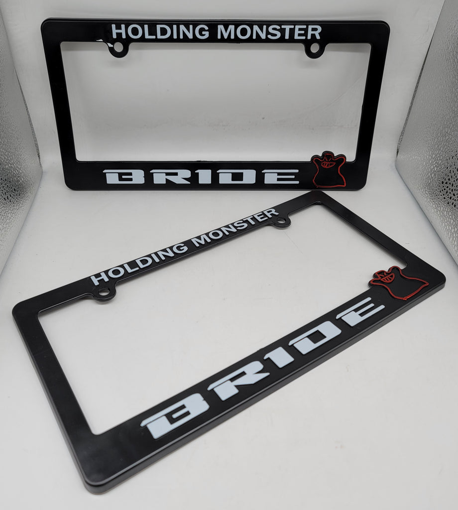 Brand New Universal 2PCS BRIDE ABS Plastic Black License Plate Frame Cover