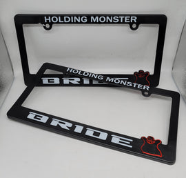 Brand New Universal 2PCS BRIDE ABS Plastic Black License Plate Frame Cover