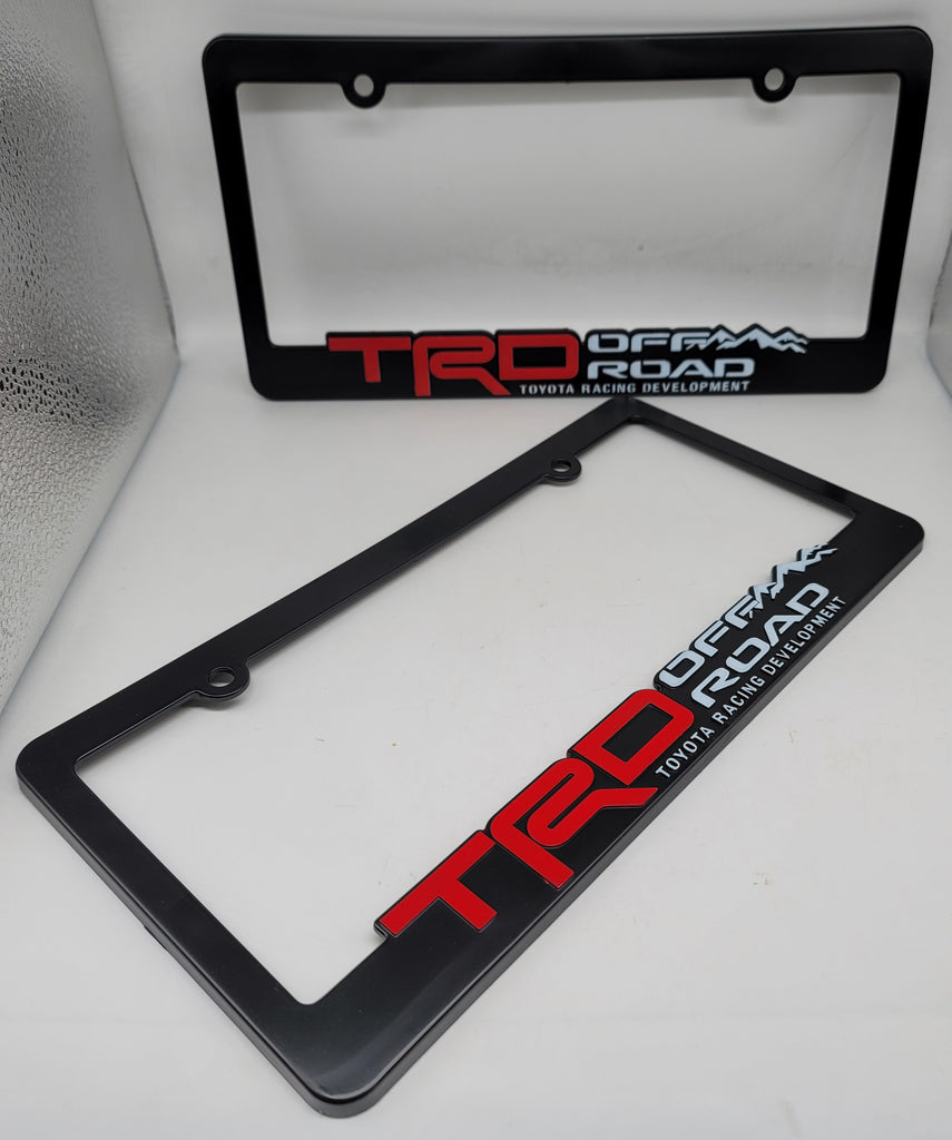 Brand New Universal 2PCS TRD OFF ROAD ABS Plastic Black License Plate Frame Cover