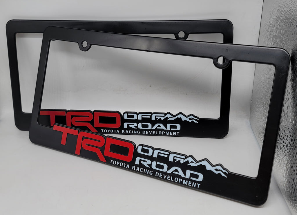 Brand New Universal 2PCS TRD OFF ROAD ABS Plastic Black License Plate Frame Cover