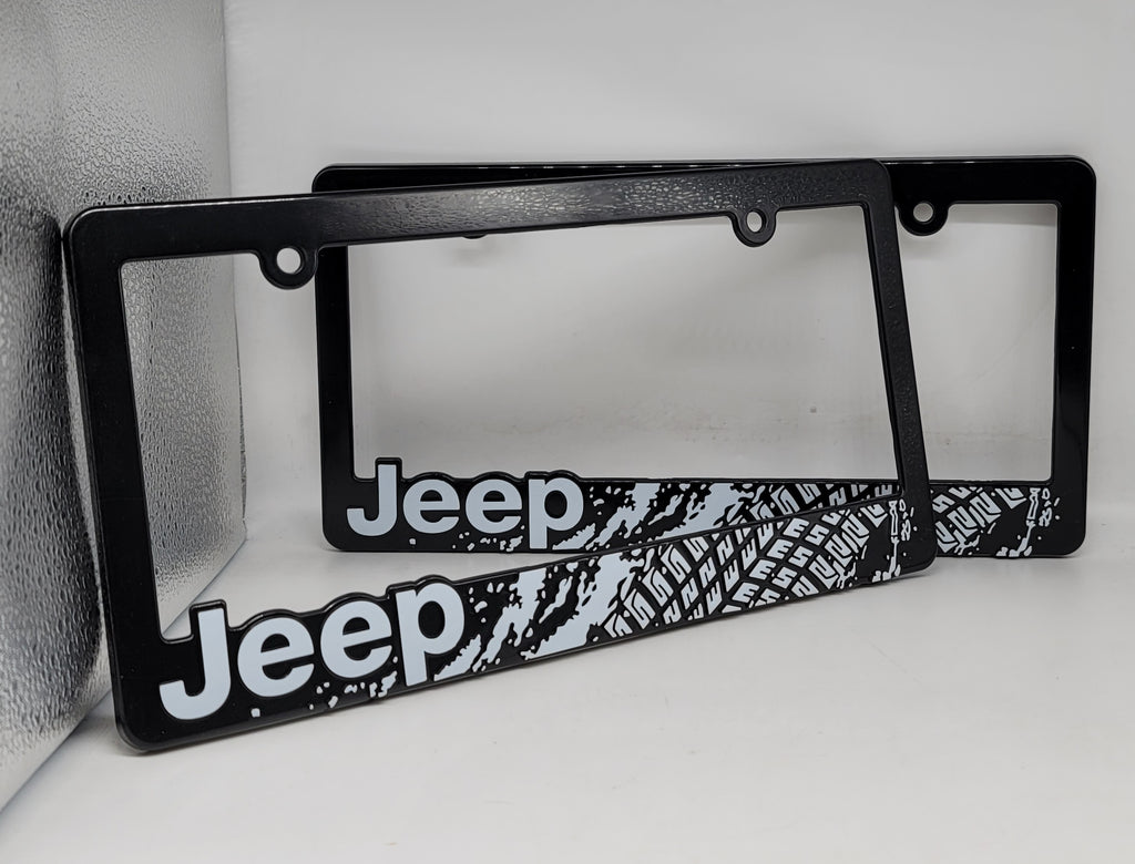 Brand New Universal 2PCS JEEP ABS Plastic Black License Plate Frame Cover