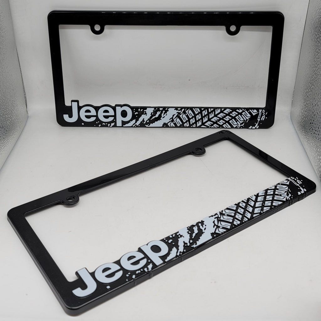 Brand New Universal 2PCS JEEP ABS Plastic Black License Plate Frame Cover