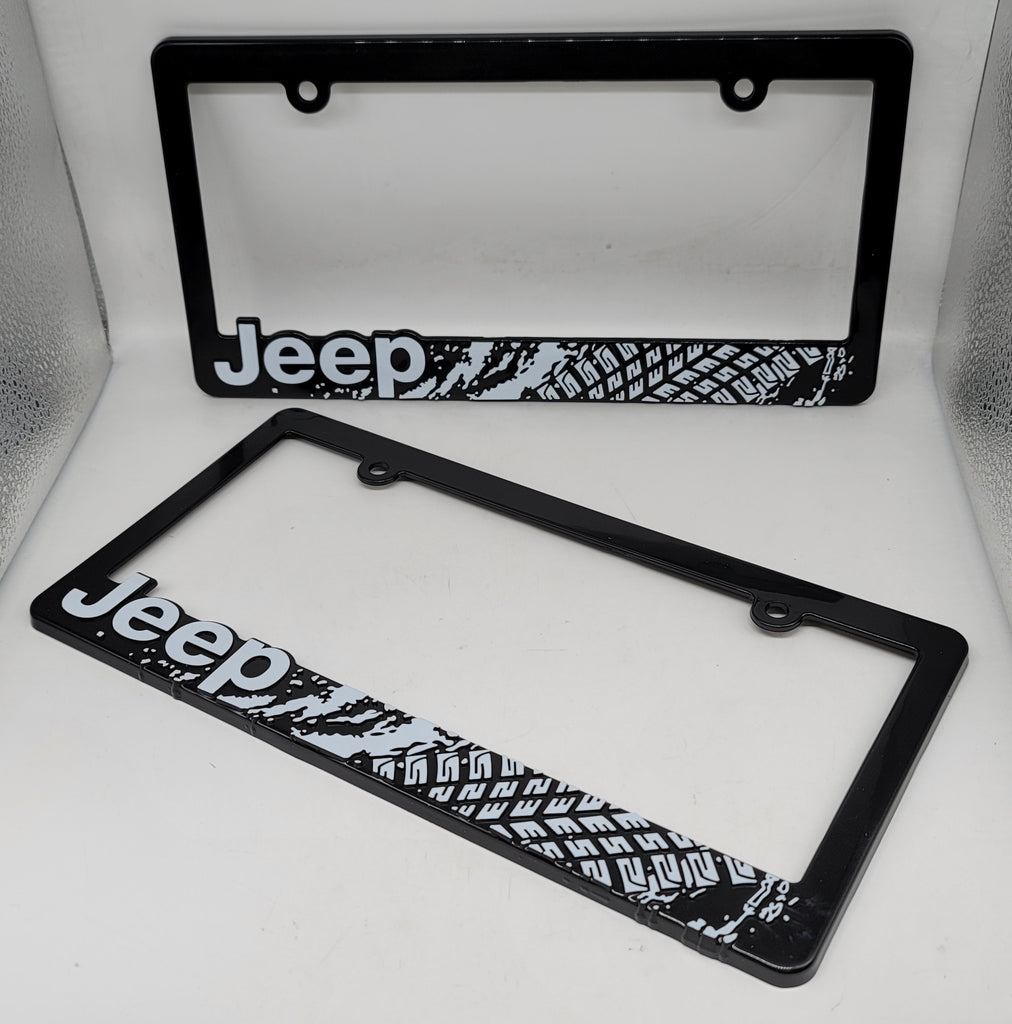 Brand New Universal 2PCS JEEP ABS Plastic Black License Plate Frame Cover