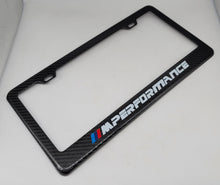 Load image into Gallery viewer, Brand New 1PCS BMW M PERFORMANCE 100% Real Carbon Fiber License Plate Frame Tag Cover Original 3K With Free Caps