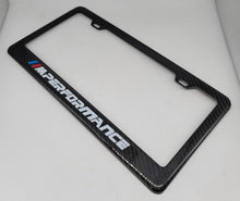 Load image into Gallery viewer, Brand New 1PCS BMW M PERFORMANCE 100% Real Carbon Fiber License Plate Frame Tag Cover Original 3K With Free Caps