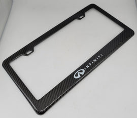 Brand New 1PCS INFINITI 100% Real Carbon Fiber License Plate Frame Tag Cover Original 3K With Free Caps