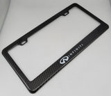 Brand New 1PCS INFINITI 100% Real Carbon Fiber License Plate Frame Tag Cover Original 3K With Free Caps