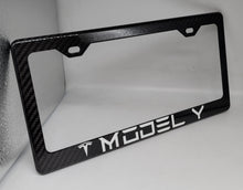 Load image into Gallery viewer, Brand New 1PCS TESLA MODEL Y 100% Real Carbon Fiber License Plate Frame Tag Cover Original 3K With Free Caps