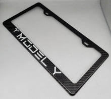 Load image into Gallery viewer, Brand New 1PCS TESLA MODEL Y 100% Real Carbon Fiber License Plate Frame Tag Cover Original 3K With Free Caps