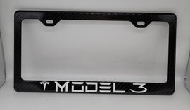 Brand New 1PCS TESLA MODEL 3 100% Real Carbon Fiber License Plate Frame Tag Cover Original 3K With Free Caps