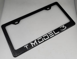 Brand New 1PCS TESLA MODEL 3 100% Real Carbon Fiber License Plate Frame Tag Cover Original 3K With Free Caps