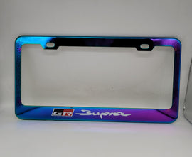 Brand New Universal 1PCS TOYOTA GR SUPRA Neo Chrome Titanium Metal Steel License Plate Frame