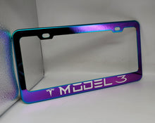 Load image into Gallery viewer, Brand New Universal 1PCS TESLA MODEL 3 Neo Chrome Titanium Metal Steel License Plate Frame