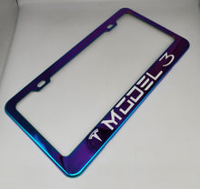 Load image into Gallery viewer, Brand New Universal 1PCS TESLA MODEL 3 Neo Chrome Titanium Metal Steel License Plate Frame