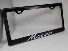 Load image into Gallery viewer, Brand New 1PCS PORSCHE MACAN 100% Real Carbon Fiber License Plate Frame Tag Cover Original 3K With Free Caps
