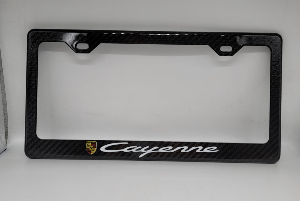 Brand New 1PCS PORSCHE CAYENNE 100% Real Carbon Fiber License Plate Frame Tag Cover Original 3K With Free Caps