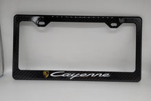 Load image into Gallery viewer, Brand New 1PCS PORSCHE CAYENNE 100% Real Carbon Fiber License Plate Frame Tag Cover Original 3K With Free Caps