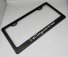Load image into Gallery viewer, Brand New 1PCS PORSCHE CAYENNE 100% Real Carbon Fiber License Plate Frame Tag Cover Original 3K With Free Caps