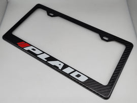 Brand New 1PCS PLAID TESLA 100% Real Carbon Fiber License Plate Frame Tag Cover Original 3K With Free Caps