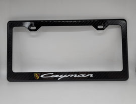 Brand New 1PCS PORSCHE CAYMAN 100% Real Carbon Fiber License Plate Frame Tag Cover Original 3K With Free Caps