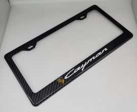 Brand New 1PCS PORSCHE CAYMAN 100% Real Carbon Fiber License Plate Frame Tag Cover Original 3K With Free Caps