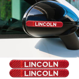 Brand New 2PCS Lincoln Real Carbon Fiber Red Car Trunk Side Fenders Door Badge Scratch Guard Sticker