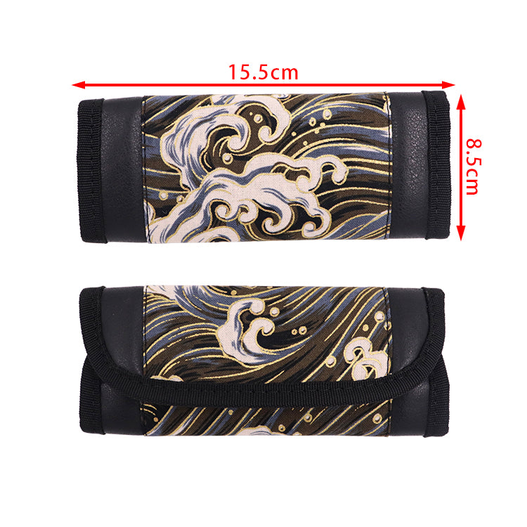 Brand New JDM Sakura Wave Black Universal Car Handbrake PU Leather Sleeves Cover Kit