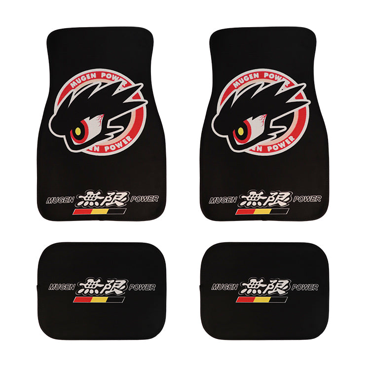 Brand New 4PCS UNIVERSAL Mugen Power Racing Fabric Car Floor Mats Interior Carpets
