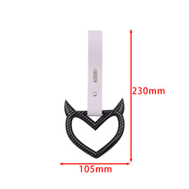 Brand New Devil Demon Heart Carbon Fiber JDM TSURIKAWA Ring Subway Train Bus Handle Strap Charm Drift