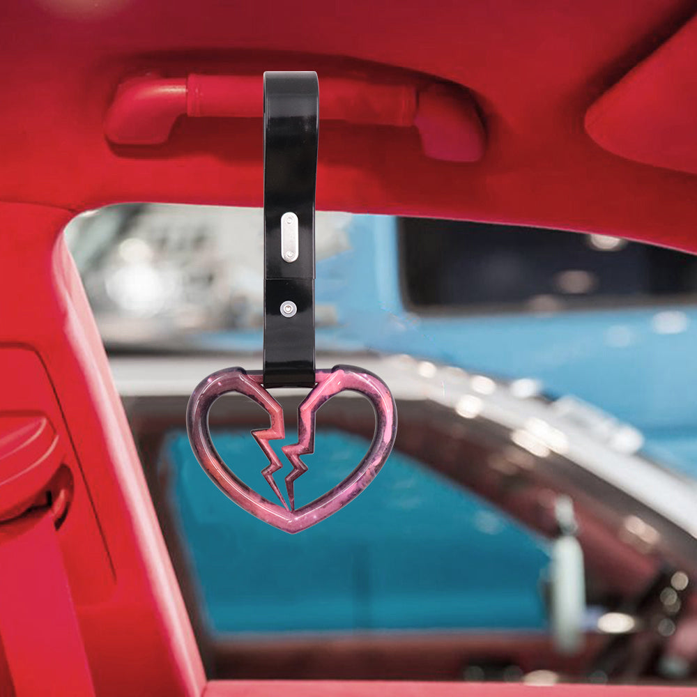Brand New Broken Heart Rainbow JDM TSURIKAWA Subway Bus Handle Black Strap Charm Drift