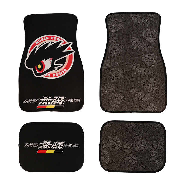 Brand New 4PCS UNIVERSAL Mugen Power Racing Fabric Car Floor Mats Interior Carpets