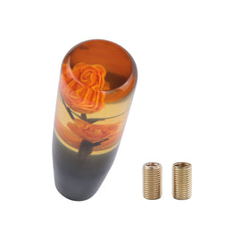 Brand New 1PCS Universal 15CM JDM Clear Orange Real Flowers Manual Car Black Base Racing Stick Shift Knob M8 M10 M12