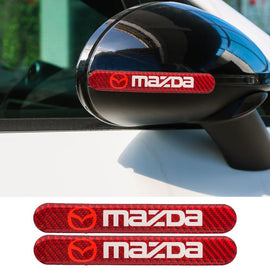 Brand New 2PCS Mazda Real Carbon Fiber Red Car Trunk Side Fenders Door Badge Scratch Guard Sticker