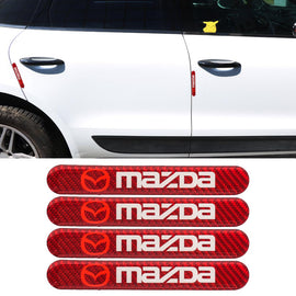Brand New 4PCS Mazda Real Carbon Fiber Red Car Trunk Side Fenders Door Badge Scratch Guard Sticker