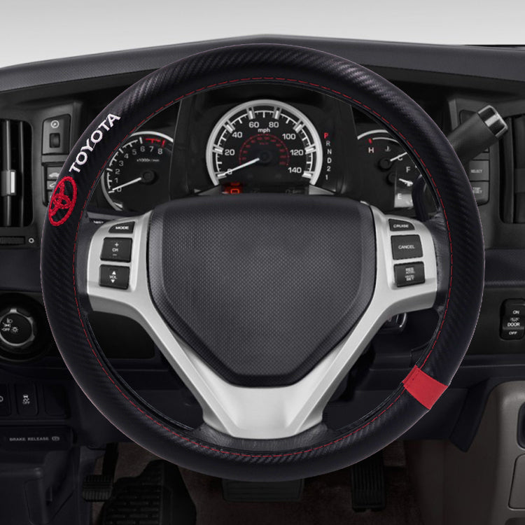 BRAND NEW TOYOTA 15" Diameter Car Steering Wheel Cover Carbon Fiber Style Look