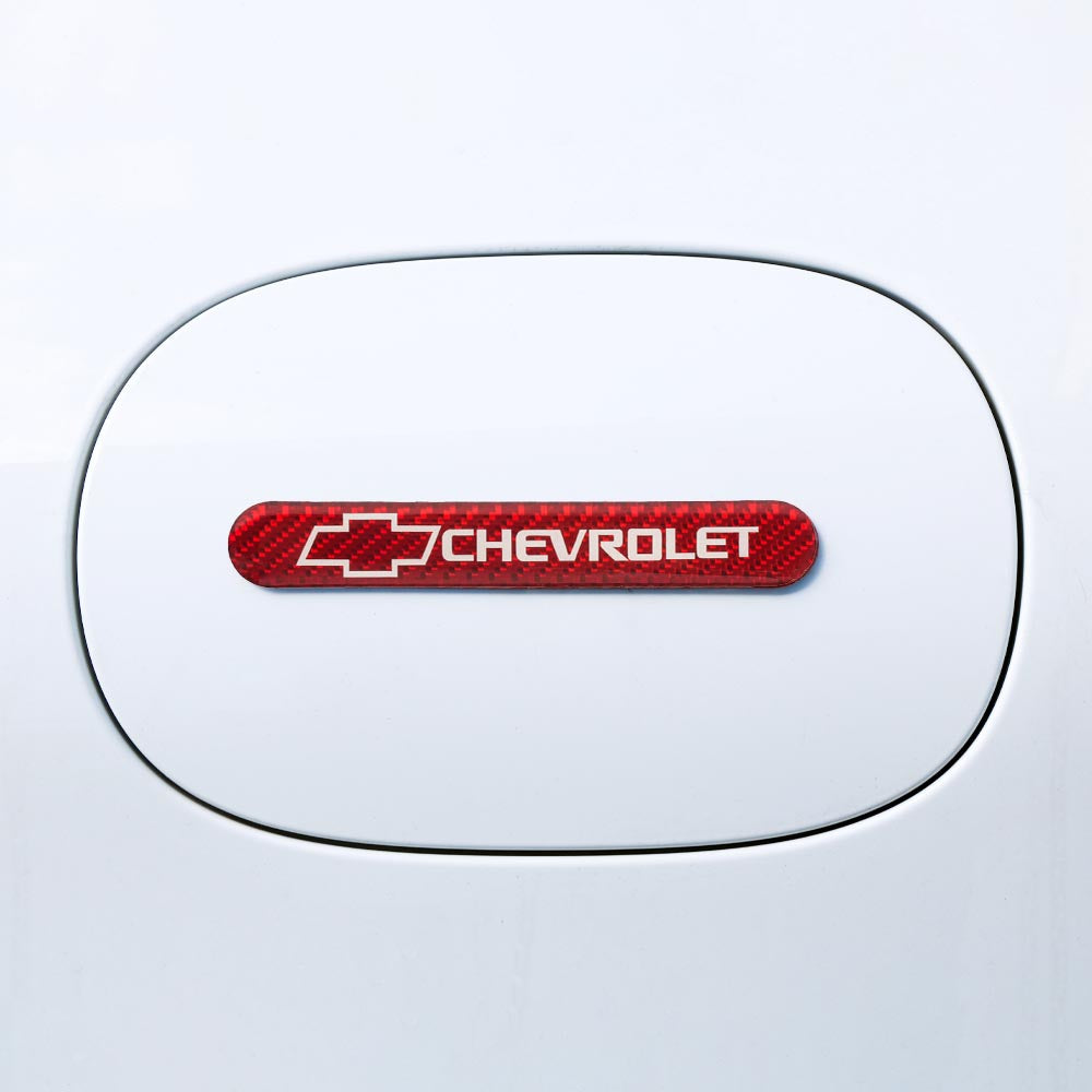 Brand New 4PCS CHEVROLET Real Carbon Fiber Red Car Trunk Side Fenders Door Badge Scratch Guard Sticker