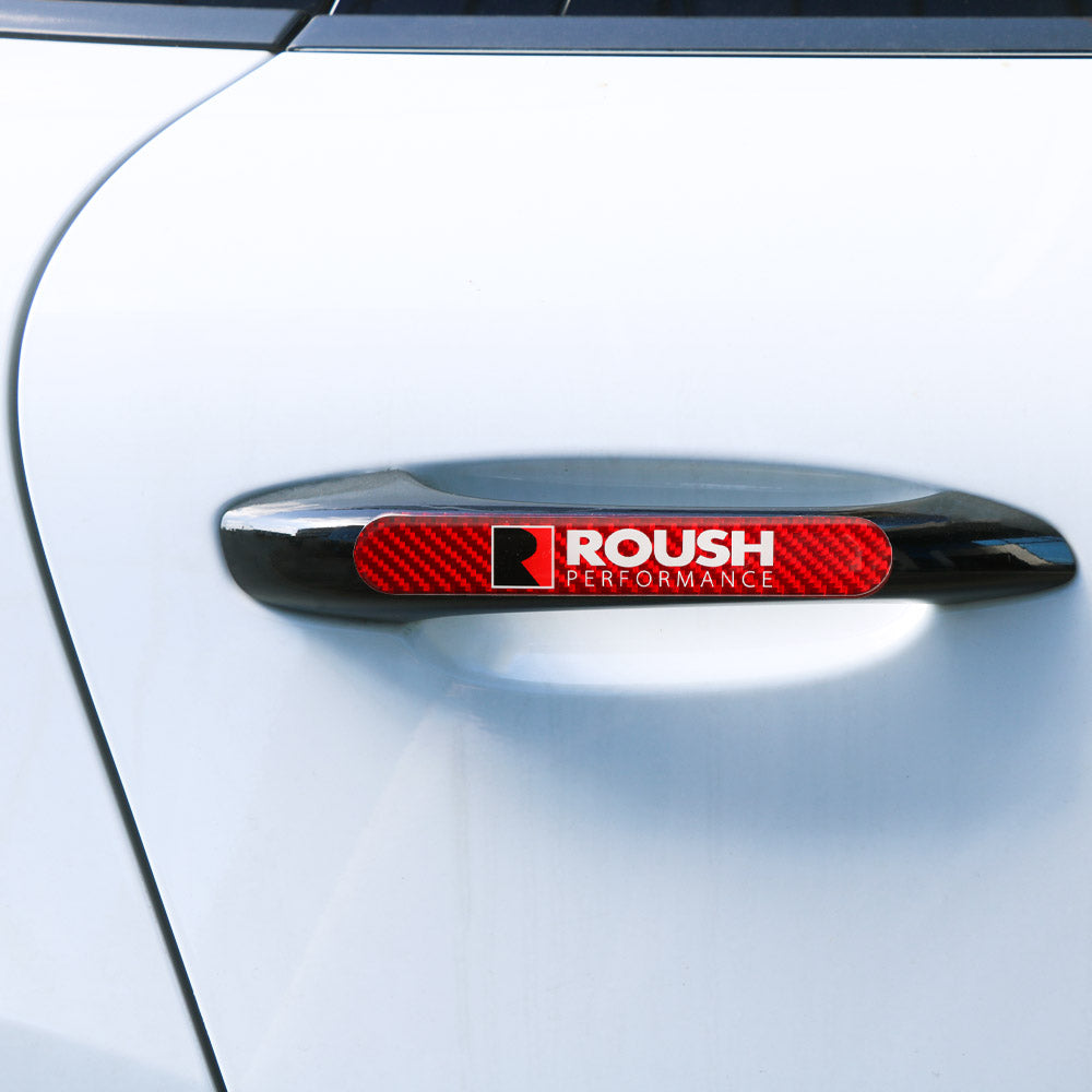 Brand New 1PCS ROUSH Real Carbon Fiber Red Car Trunk Side Fenders Door Badge Scratch Guard Sticker