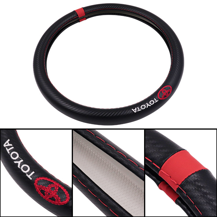 BRAND NEW TOYOTA 15" Diameter Car Steering Wheel Cover Carbon Fiber Style Look