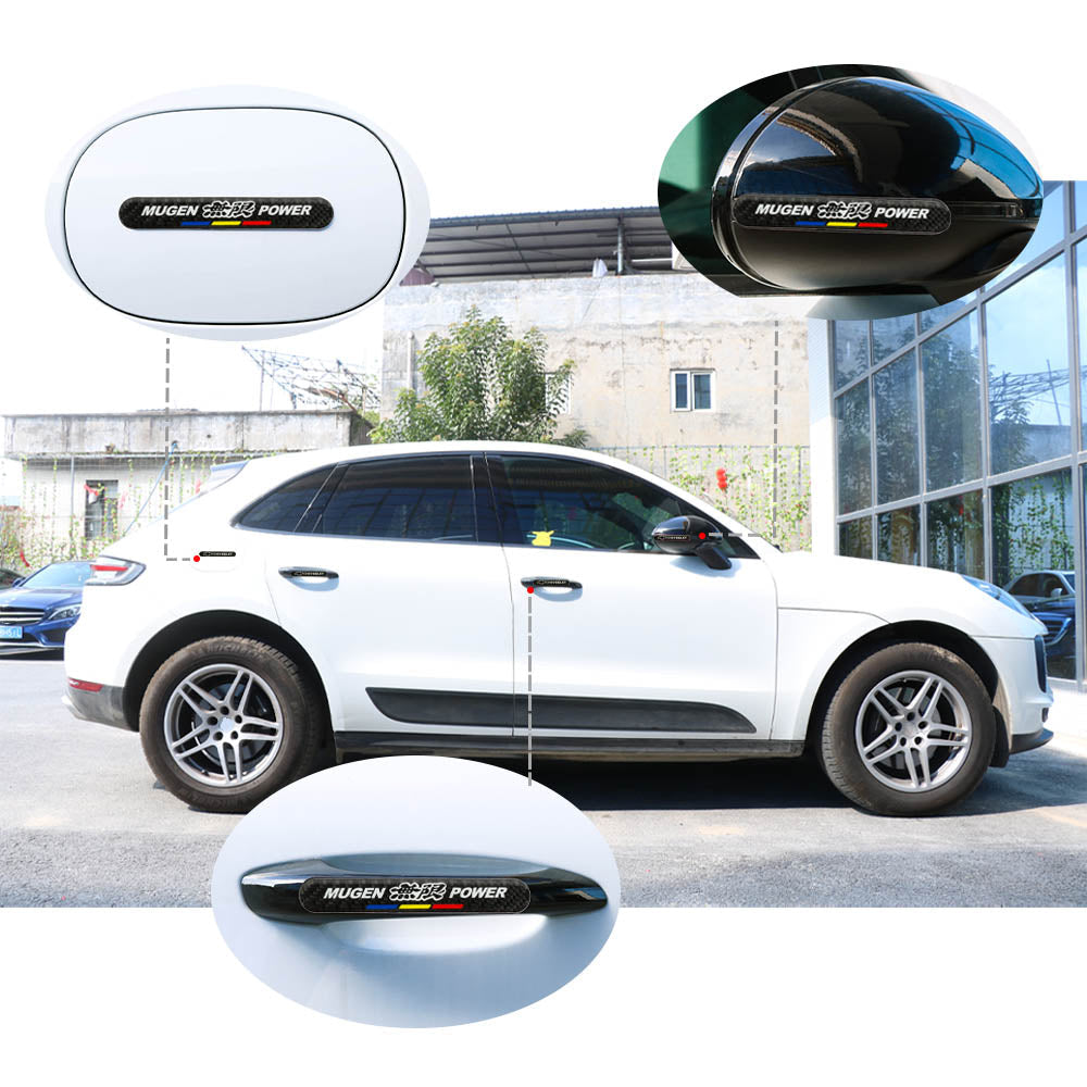 Brand New 4PCS Mugen Power Real Carbon Fiber Black Car Trunk Side Fenders Door Badge Scratch Guard Sticker