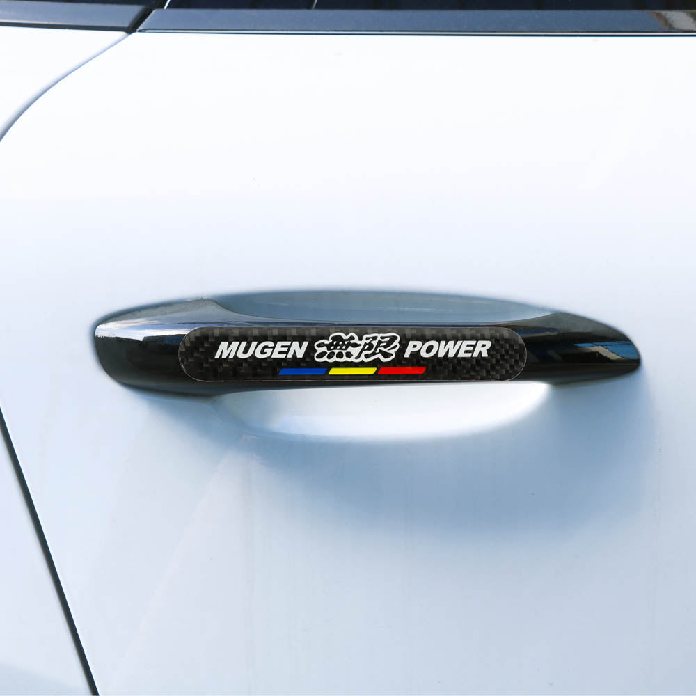 Brand New 4PCS Mugen Power Real Carbon Fiber Black Car Trunk Side Fenders Door Badge Scratch Guard Sticker