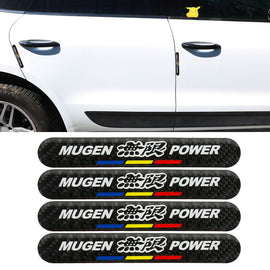 Brand New 4PCS Mugen Power Real Carbon Fiber Black Car Trunk Side Fenders Door Badge Scratch Guard Sticker