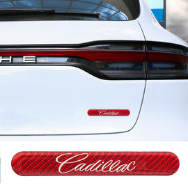 Brand New 1PCS CADILLAC Real Carbon Fiber Red Car Trunk Side Fenders Door Badge Scratch Guard Sticker