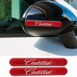 Brand New 2PCS CADILLAC Real Carbon Fiber Red Car Trunk Side Fenders Door Badge Scratch Guard Sticker