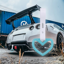 Load image into Gallery viewer, Brand New Heart Teal Handle White Glow in the Dark JDM TSURIKAWA Ring Subway Train Bus Handle Strap Charm Drift