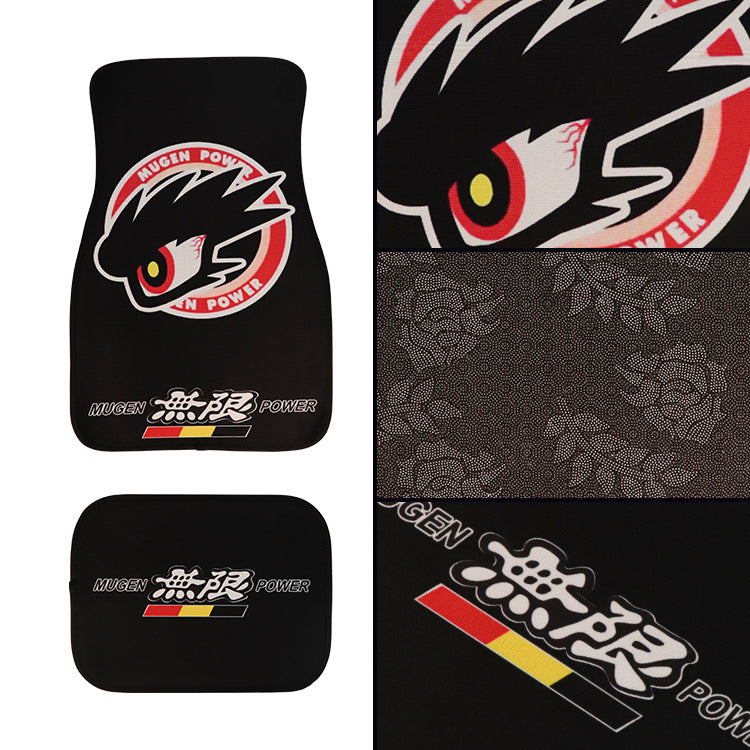 Brand New 4PCS UNIVERSAL Mugen Power Racing Fabric Car Floor Mats Interior Carpets
