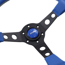 Load image into Gallery viewer, Brand New 350mm 14&quot; Deep Dish Racing Momo Blue Steering Wheel PVC Leather Black Spoke