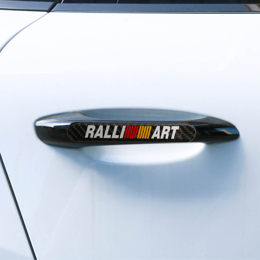 Brand New 8PCS Ralliart Real Carbon Fiber Black Car Trunk Side Fenders Door Badge Scratch Guard Sticker