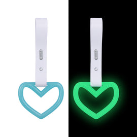 Brand New Heart Teal Handle White Glow in the Dark JDM TSURIKAWA Ring Subway Train Bus Handle Strap Charm Drift